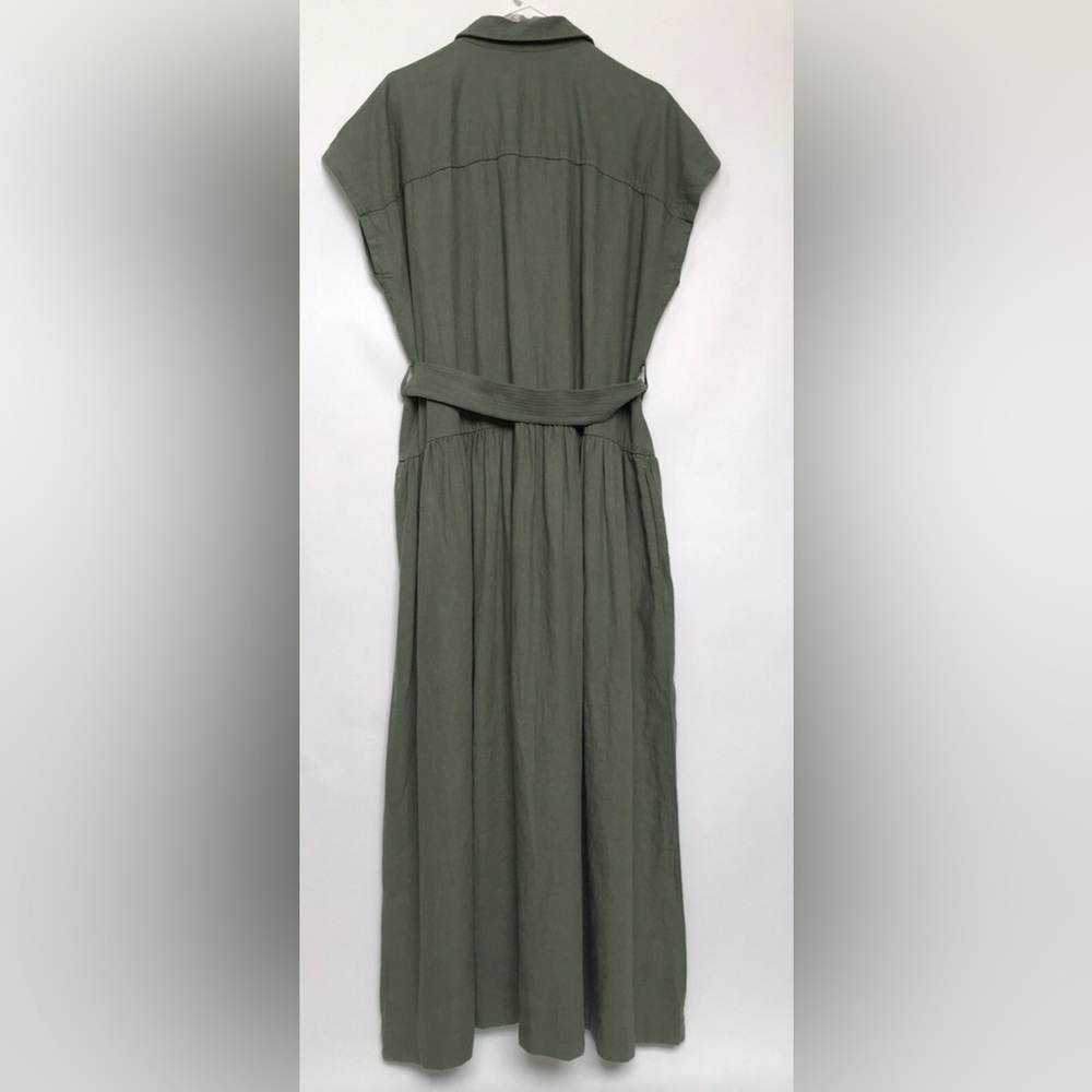 Universal Thread Green Button-Front MidiShirt Dress w/Belt Women’s Size XL Linen - Picture 3 of 6
